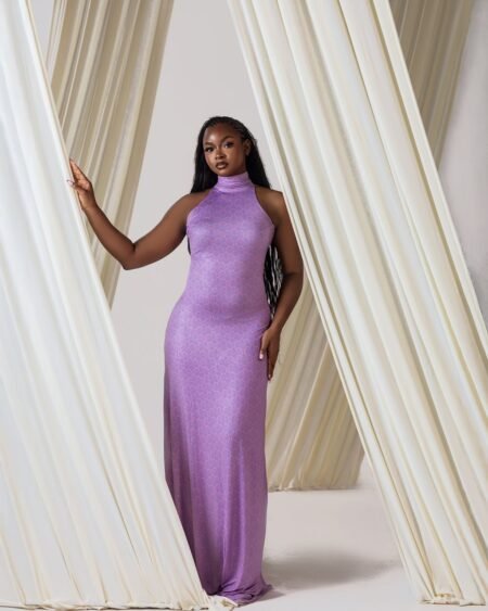 Turtle neck Lycra monogram dress