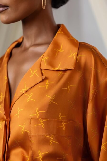 Orange X monogram lounge silk set
